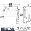 Bristan Colonial Easyfit Sink Mixer Dimensions